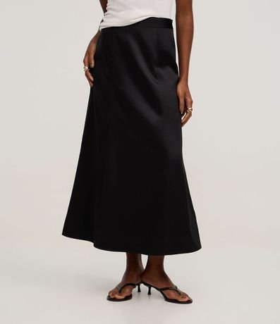 Pollera Evasê Larga en Satén con Prences Amplias 3