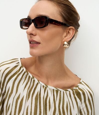 Blusa en Viscosa Animal Print con Manga Abullonada 2