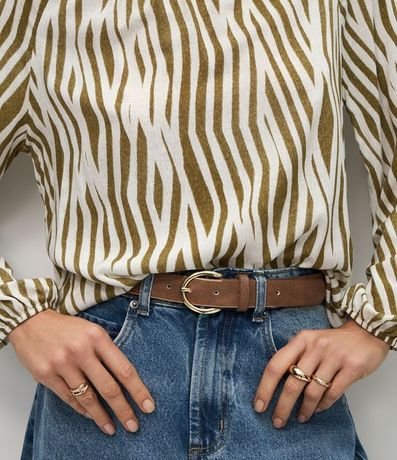 Blusa en Viscosa Animal Print con Manga Abullonada 3