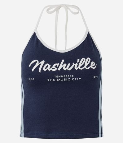 Top Frente Única con Lettering Nashville y Detalle Lateral