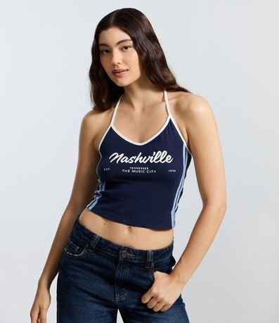 Top Frente Única con Lettering Nashville y Detalle Lateral