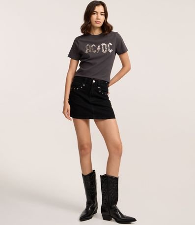 Blusa Baby Tee en Algodón con Estampado AC/DC 2