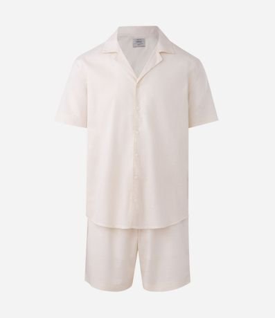 Pijama Americano Corto en Algodón con Camisa de Botones y Shorts