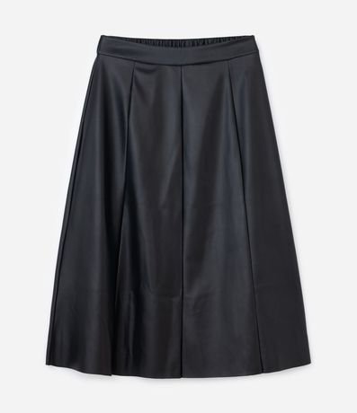 Falda Midi en PU Lisa Modelo Evasê Curve & Plus Size 5