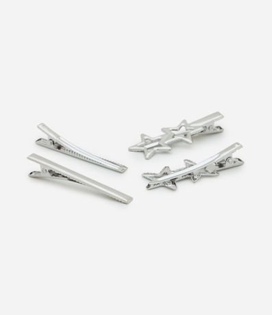 Kit 04 Pinzas para el Pelo Metálicas con Detalle de Estrellas 2