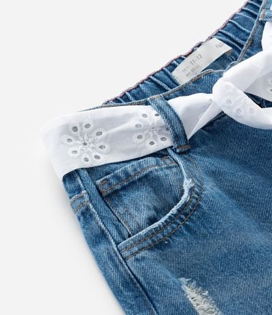 Pantalón Infantil Wide Leg en Jeans con Cinturón - Talle 5 A 14 años 4