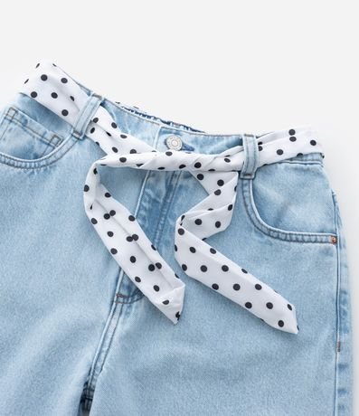Pantalón Infantil Wide Leg en Jeans con Cinturón de Lunares – Talle 5 a 14 6