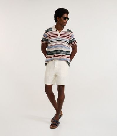 Remera Polo Texturizada con Estampado Rayada 2