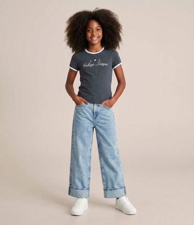 Pantalón Infantil Recta en Jeans con Ruedo Plegado – Talle 5 a 16 años 2