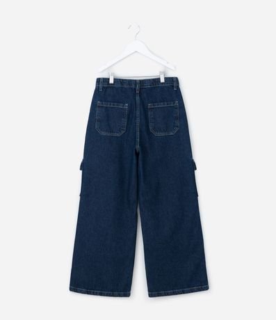 Pantalón Infantil Wide Leg en Jeans con Bolsillos Cargo – Talle 5 a 14 años 3