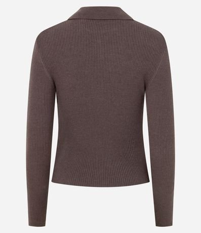 Blusa Regular en Punto con Mini Botones y Cuello Polo 9