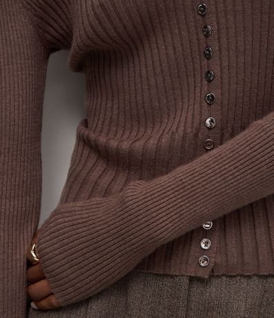 Blusa Regular en Punto con Mini Botones y Cuello Polo 6