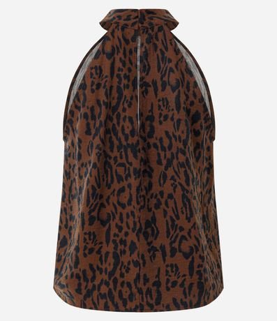 Blusa Halter Neck con Cuello Alto y Estampa Animal Print 5