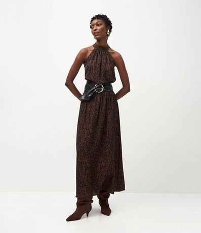 Blusa Halter Neck con Cuello Alto y Estampa Animal Print 2