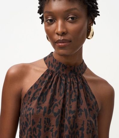 Blusa Halter Neck con Cuello Alto y Estampa Animal Print 3