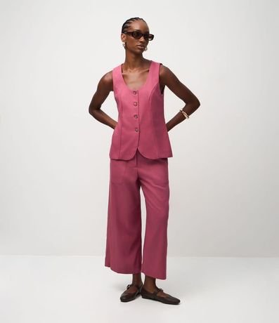 Pantalón Pantacourt en Viscolino con Bolsillos