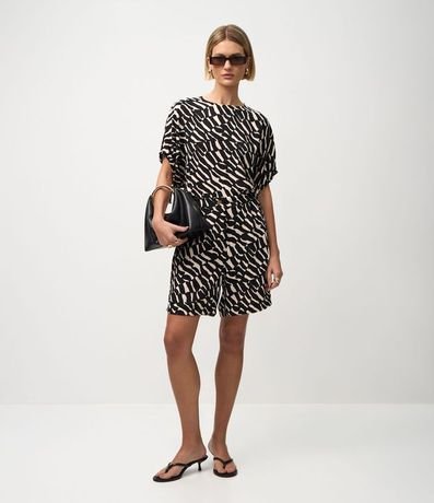 Blusa en Airflow con Estampado Zebra y Manga Amplia 2