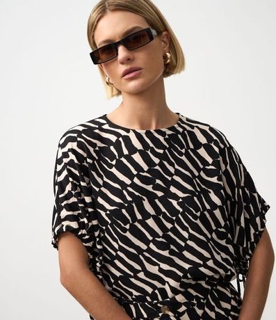 Blusa en Airflow con Estampado Zebra y Manga Amplia 3