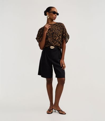 Blusa en Chiffon con Manga Amplia y Estampa de Leopardo 2