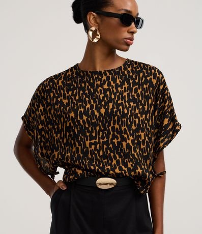 Blusa en Chiffon con Manga Amplia y Estampa de Leopardo 3