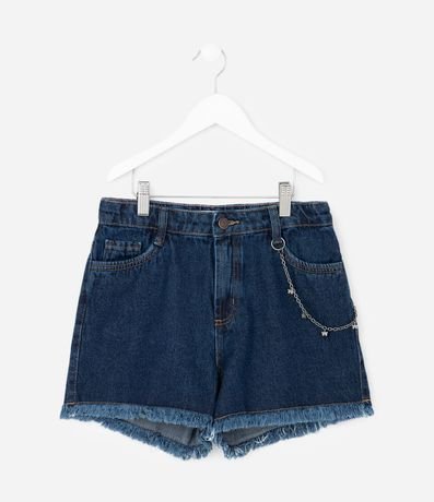Short Infantil en Jeans con Cadena de Mariposas – Talle 5 a 14 años
