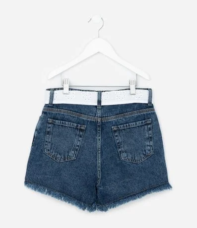Short Jeans Infantil con Cinturón de Broderie - Talle 5 a 10 años 2