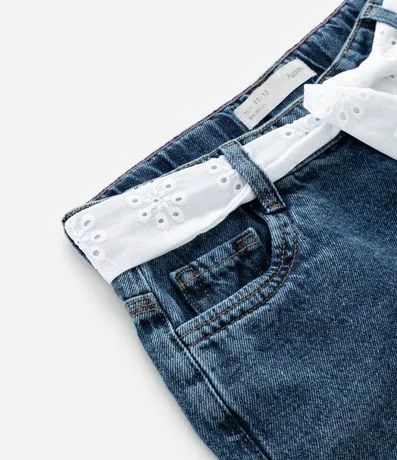 Short Jeans Infantil con Cinturón de Broderie - Talle 5 a 10 años 3