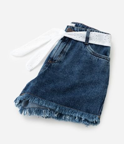 Short Jeans Infantil con Cinturón de Broderie - Talle 5 a 10 años 5