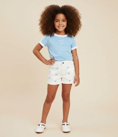 Short Infantil en Jeans Clochard con Estampado de Corazones – Talle 5 a 14 años 1