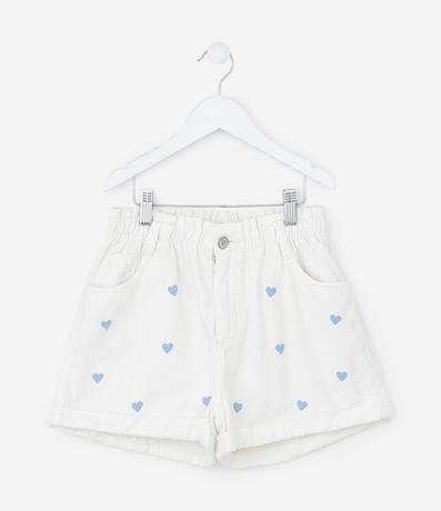 Short Infantil en Jeans Clochard con Estampado de Corazones – Talle 5 a 14 años