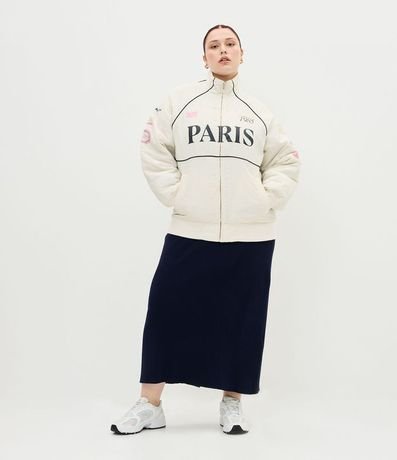 Campera Bomber Oversized en Microfibra con Lettering Curve & Plus Size 2