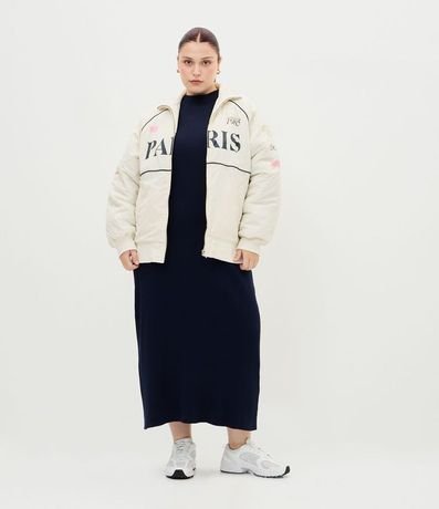 Campera Bomber Oversized en Microfibra con Lettering Curve & Plus Size 3