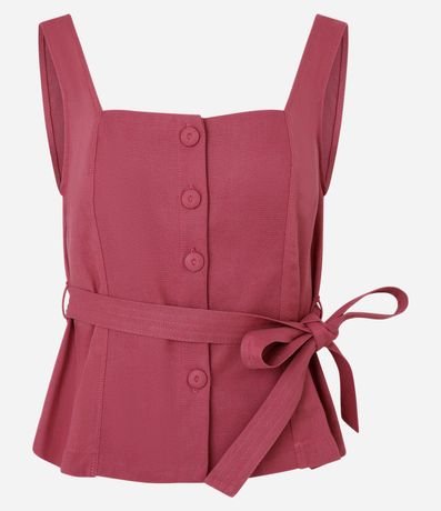 Blusa en Viscolino con Escote Cuadrado y Lazo 1