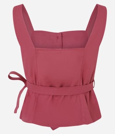 Blusa en Viscolino con Escote Cuadrado y Lazo 7