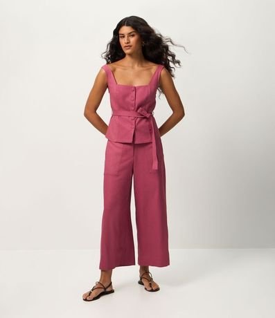 Blusa en Viscolino con Escote Cuadrado y Lazo 2