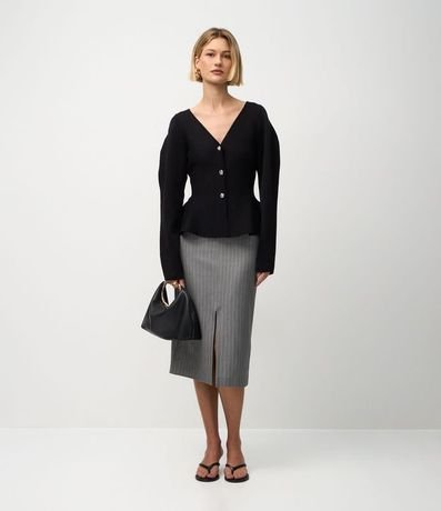 Pollera Lápis en Sastrería con Encaje Delantero