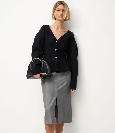 Pollera Lápis en Sastrería con Encaje Delantero 2