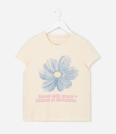 Remera Infantil con Estampa Flor Bloom Eggnog - Talle 5 a 14 años