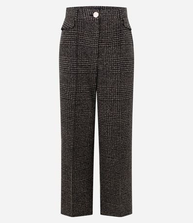Pantalón Recto Estruturado con Estampa de Cuadros 7
