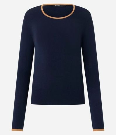 Suéter Regular en Punto con Viés Contrastantes