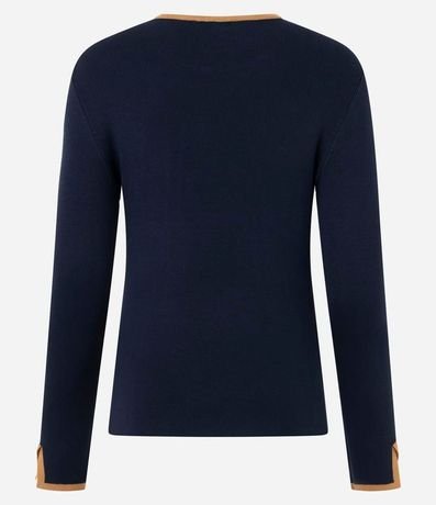 Suéter Regular en Punto con Viés Contrastantes 4