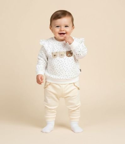 Pantalón Infantil en Algodón con Felpa y Volado – Talle RN a 18 Meses 1