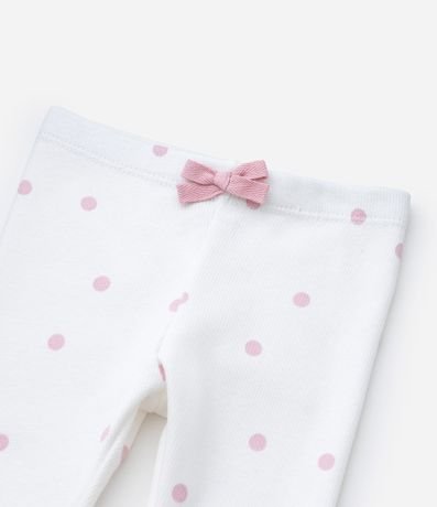 Pantalón Legging Infantil en Rib con Estampado de Lunares y Moña – Talle RN a 18 Meses 5