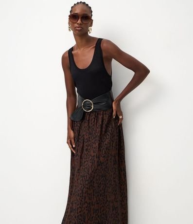 Pollera Midi en Crepé con Estampado Animal Print 2