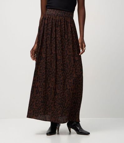 Pollera Midi en Crepé con Estampado Animal Print 3