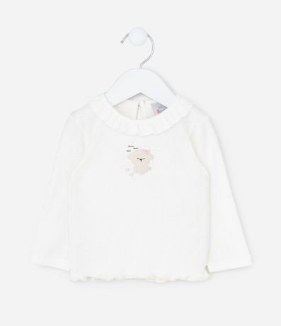 Remera Infantil en Pointelle con Estampado de Poodle – Talle 0 a 18 Meses