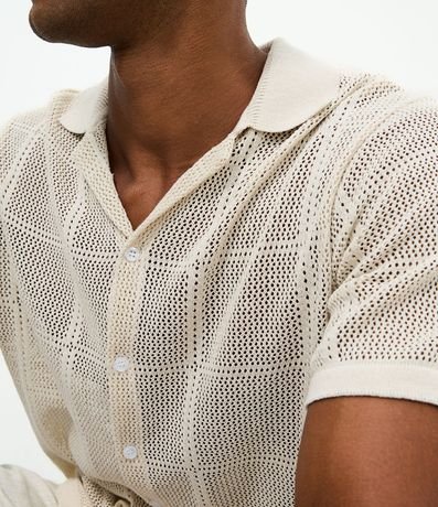Camisa Regular con Efecto Ganchillo y Textura Cuadriculada 3