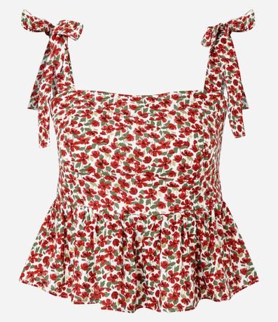Blusa Peplum Floral con Asa de Lazo 5