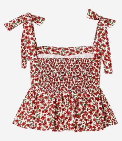 Blusa Peplum Floral con Asa de Lazo 6
