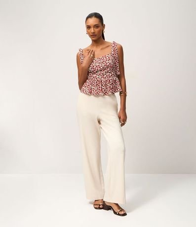 Blusa Peplum Floral con Asa de Lazo 2